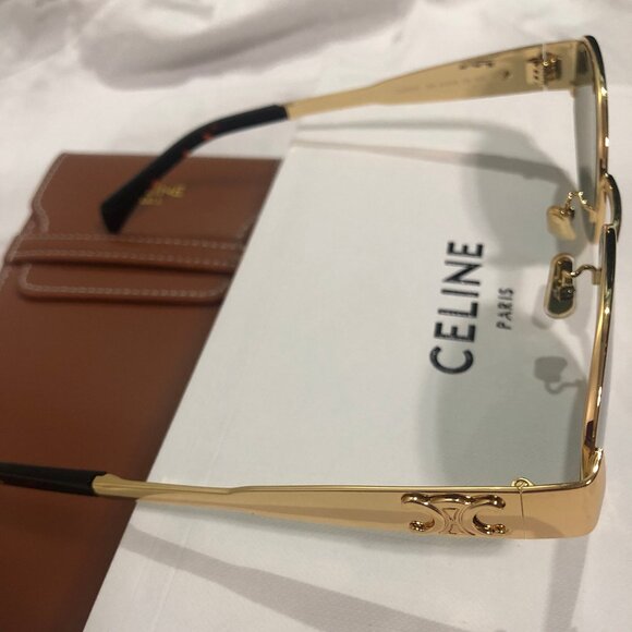 Celine Triomphe Gold Metal Oval Sunglasses - Picture 6 of 6
